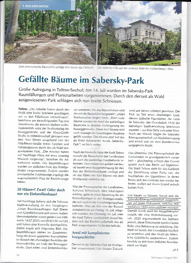 lokal.report Teltow August 2021 Teltow-Seehof 