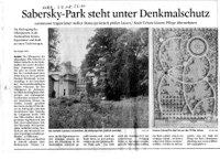 Sabersky-Park steht unter Denkmalschutz